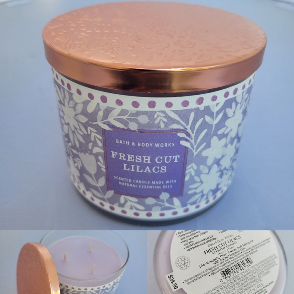 FRESH CUT LILACS COPPER LID NEW BBW BATH & BODY WORKS LARGE RETIRED CANDLE + LID